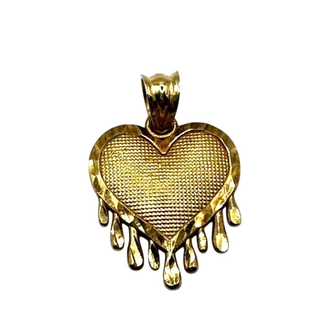 10k Dripping Heart Pendant .75"